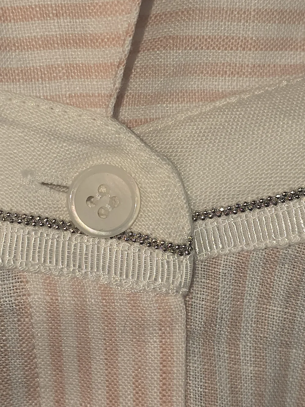 LAFAYETTE 148 NEW YORK ROSE QUARTZ STRIPED 100% LINEN BUTTON DOWN BLOUSE NWT LG - Picture 8 of 10